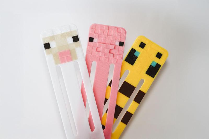 Minecraft Bookmark Sheep Pig Bee