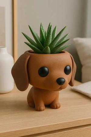 3D Printed doggy Funko-Style Planter – Cute Minimalist Dog Head Pot for Succulents