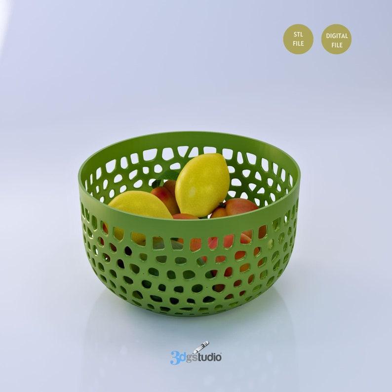 Voronoi Fruit Basket Bowl 3D Stl File, Bowl 3D Print File, Home Decor Printable 3D Models