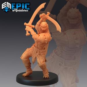 Lizardfolk Warrior Dual Sword /  Reptile Soldier / Draconic Lizard / Dragonborn
