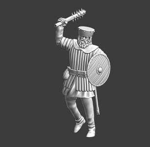 Medieval soldier with spiked mace