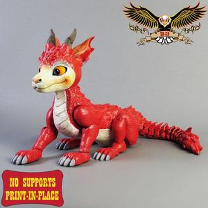 Flexi Red Dragon Print-in-place No-support Cute Articulate