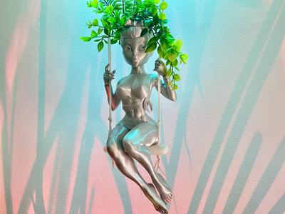 GIRL ON THE SWING PLANTER