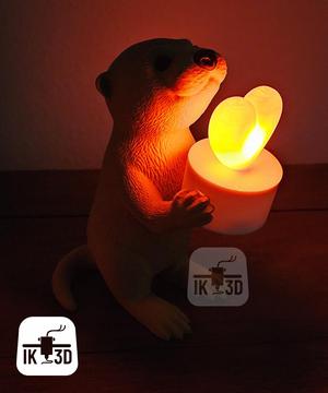Otter With Heart Candle Holder / Multiparts & Multicolor
