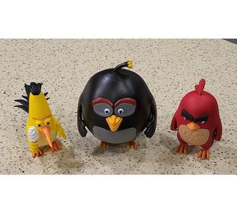 3 Pack – Inspired by Angry Birds characters Chuck, Red and Bomb – all 3 character models included