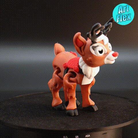 Flexi Reindeer STL/3MF Print In Place Body, Snap Fit Head