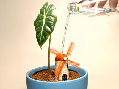 RootMill – Water-Powered Windmill Plant Accessory