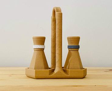 Salt & Pepper Shakers with Holder