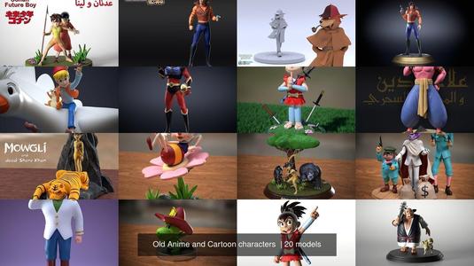 Old Anime and Cartoon characters  3D Model Collection