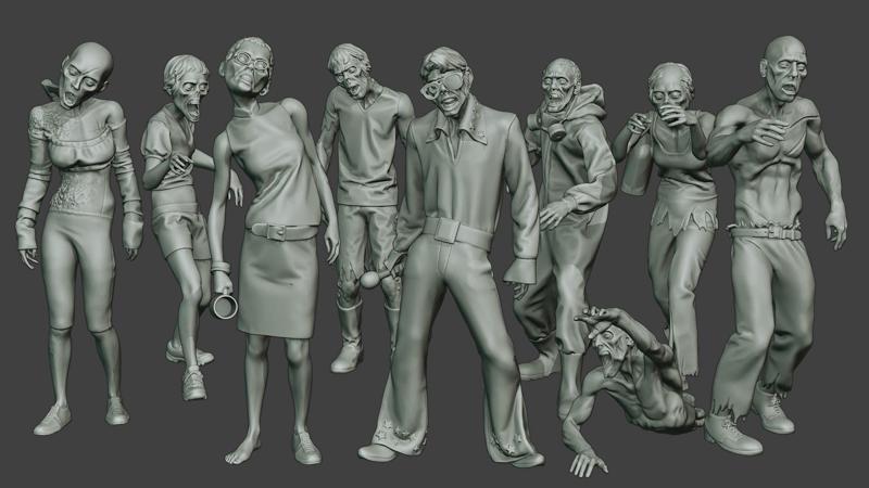 Casual Zombie CZ Pack1 3D Model Collection