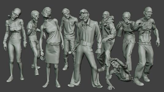 Casual Zombie CZ Pack1 3D Model Collection