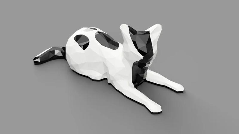 Dual Color Low Poly Cat