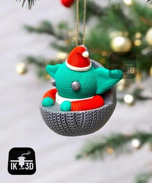 Knitted Grogu With Santa Claus Hat Ornament / Multiparts / 3MF Included