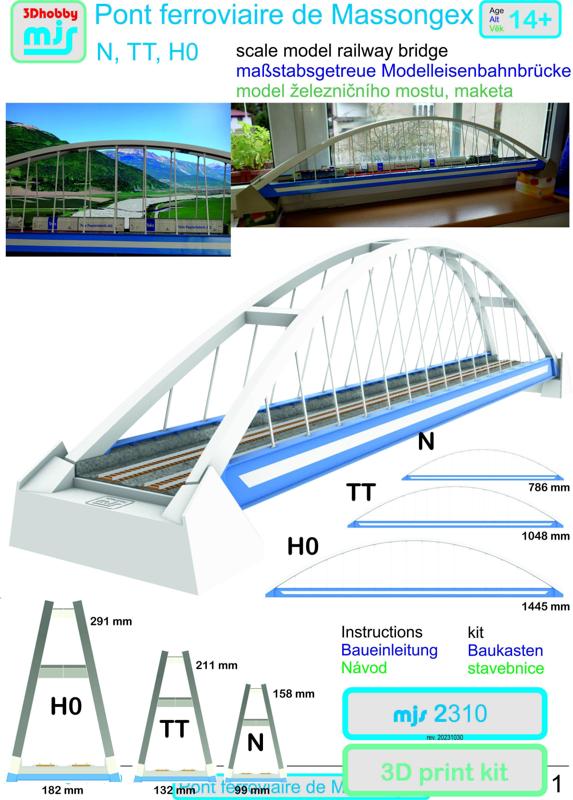 MJS2310-H0 PONT FERROVIAIRE DE MASSONGEX-Railway Bridge 3D print
