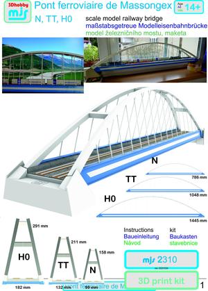 MJS2310-H0 PONT FERROVIAIRE DE MASSONGEX-Railway Bridge 3D print