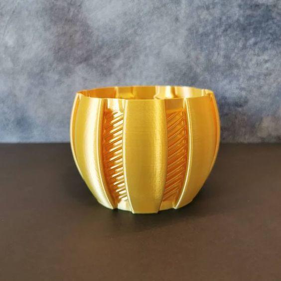 Orange planter with stripes