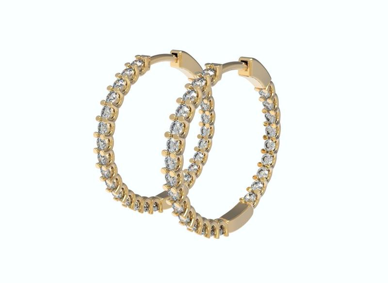 Inside Outside Diamond Hoop Earring small size