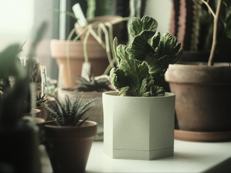 Modern plant pot with drip tray