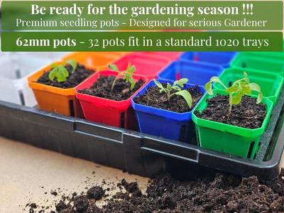 62mm Premium Seedling Pots-Fit Standard 1020 Trays