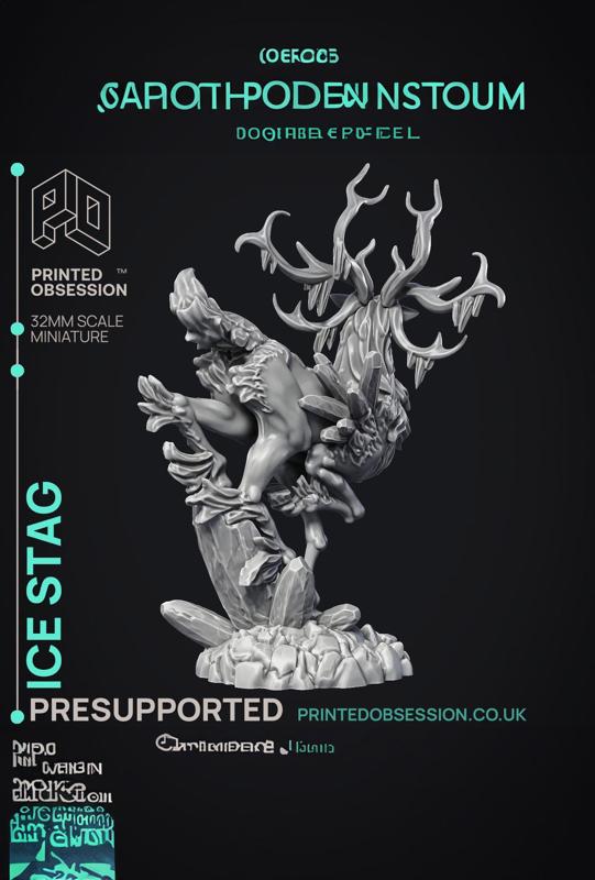 Ice Stag – Elemental Creature – PRE SUPPORTED – D&D – 32mm scale