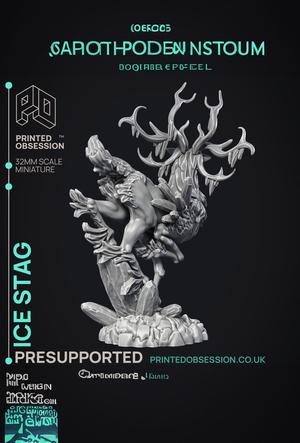 Ice Stag – Elemental Creature – PRE SUPPORTED – D&D – 32mm scale
