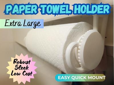 Paper Towel Holder – Extra Large + Easy/Fast Mount