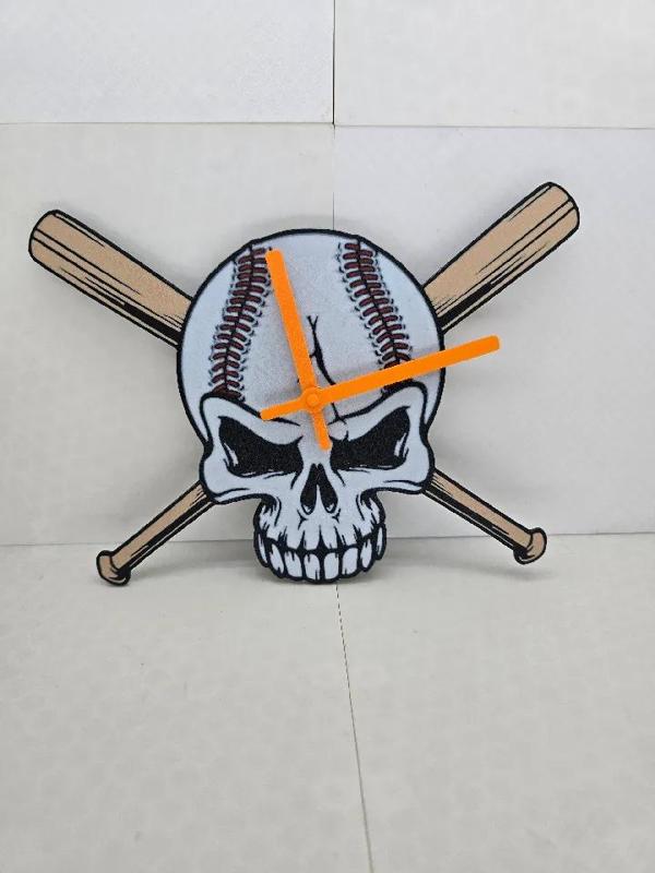 Skull Baseball Clock