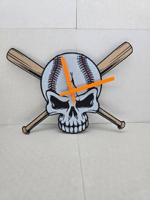 Skull Baseball Clock