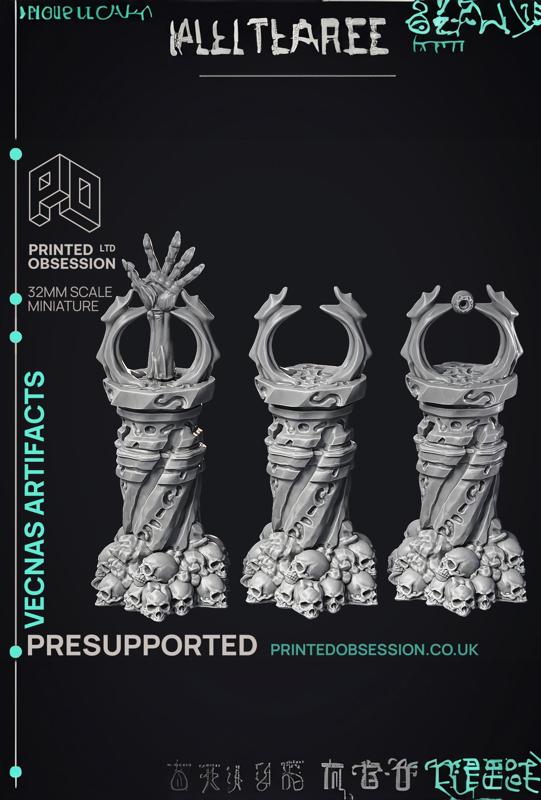 Vecna’s Artifacts – 3 Models Undead Scenery – PRESUPPORTED – 32mm scale