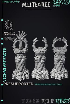 Vecna’s Artifacts – 3 Models Undead Scenery – PRESUPPORTED – 32mm scale