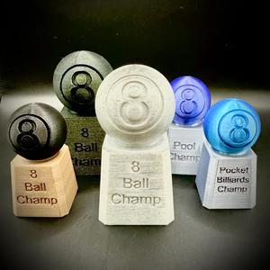 Billiards, Pool, Eight (8) Ball Trophy – Customizable