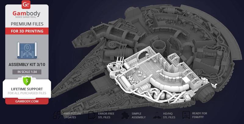 Millennium Falcon Interior 3D Printable Parts Kit 3: Main Hold, Lounge Seat, Technical Station