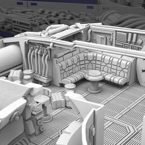 Millennium Falcon Interior 3D Printable Parts Kit 3: Main Hold, Lounge Seat, Technical Station