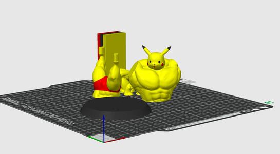 Swole Pikachu simple 3 color no support