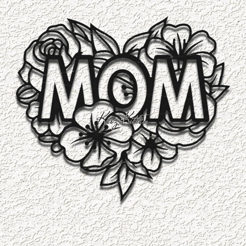 mom flowers heart a wall art home decor