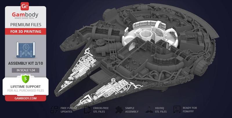 Millennium Falcon Interior 3D Printable Parts Kit 4: Mandibles, Engine and Quad Laser