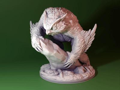 Owlbear miniature on rock Owlbear D&D model Dungeons & Dragons