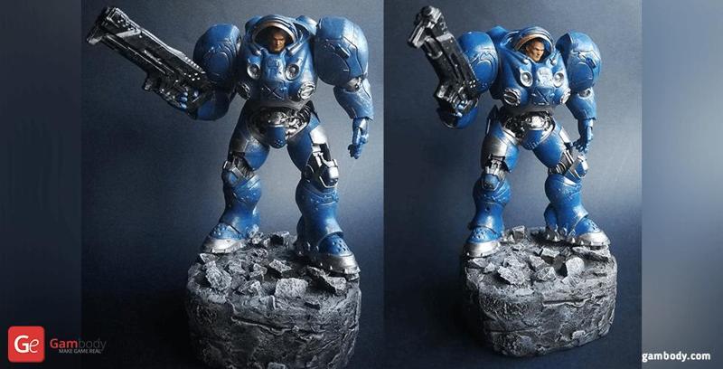 Terran Marine 3D Model with Gauss Riffle Pointed Up | Static Model