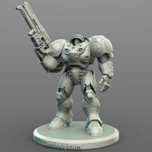 Terran Marine 3D Model with Gauss Riffle Pointed Up | Static Model