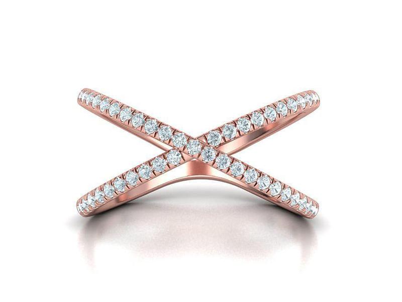 Crisscross Delicate ring with French Pave setting 3dmodel