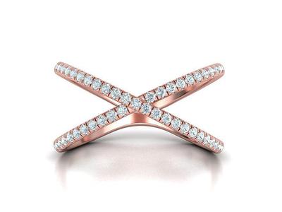 Crisscross Delicate ring with French Pave setting 3dmodel