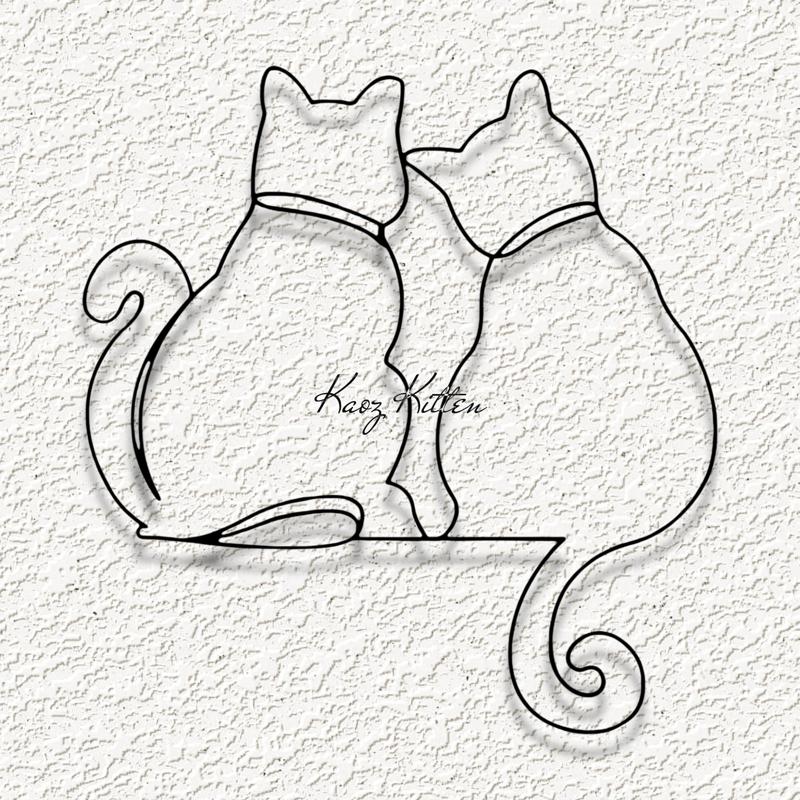 line kitty cats wall art