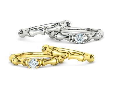 Bamboo Bridal Set Ring Band and Engagement 3DMODELS 3D Model Collection