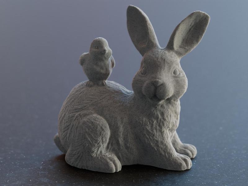 Cute easter Bunny with chick flapper an the back