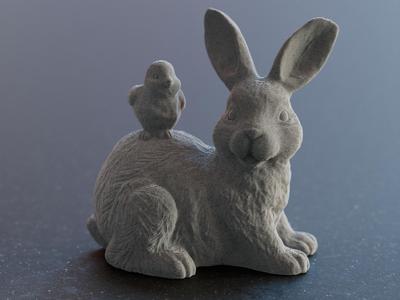 Cute easter Bunny with chick flapper an the back