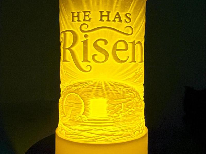 He Has Risen Cylinder Tea Light