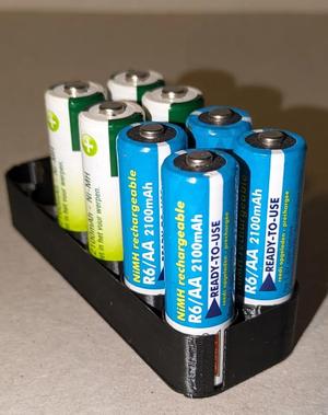 Customisable battery organizer for AAAA, AAA, AA, C, D, 18650, LR44 and much more (Vase mode possible)
