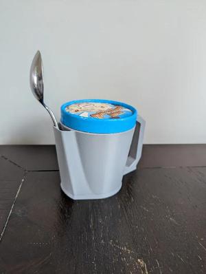 Pint-ish Ice Cream Container Holder w/Spoon Holder   