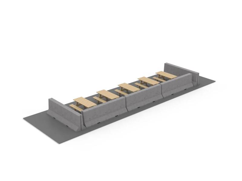 Scale Temporary Parklet with Picnic Tables   