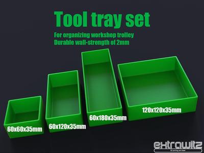 Tool tray set for workshop trolley